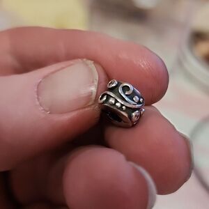 Authentic Pandora Tendrill Spacer Clip W/pink Czs Retired Vintage Piece